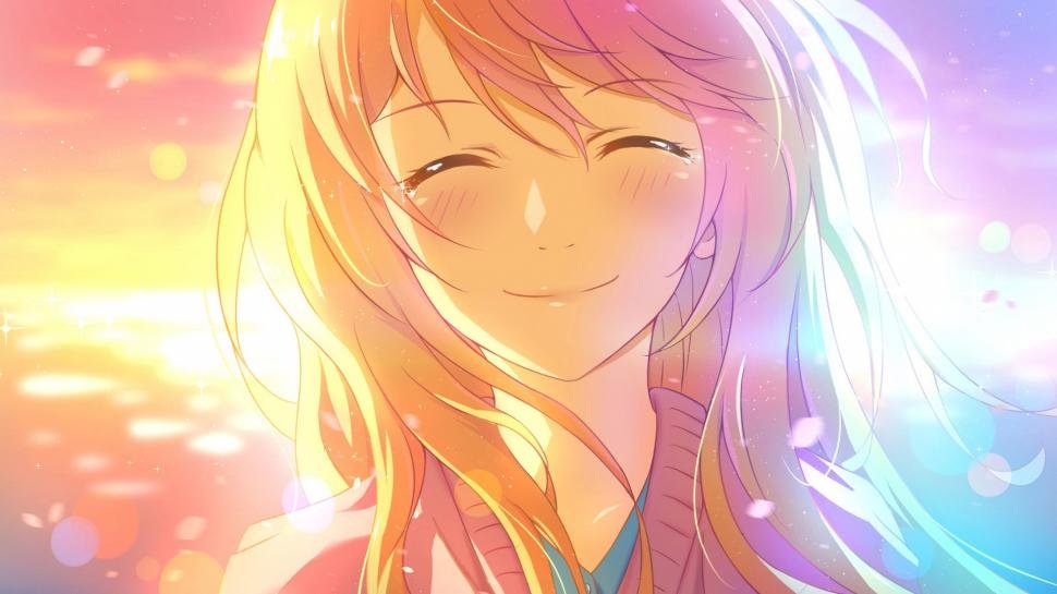 Милая улыбающаяся аниме-девушка