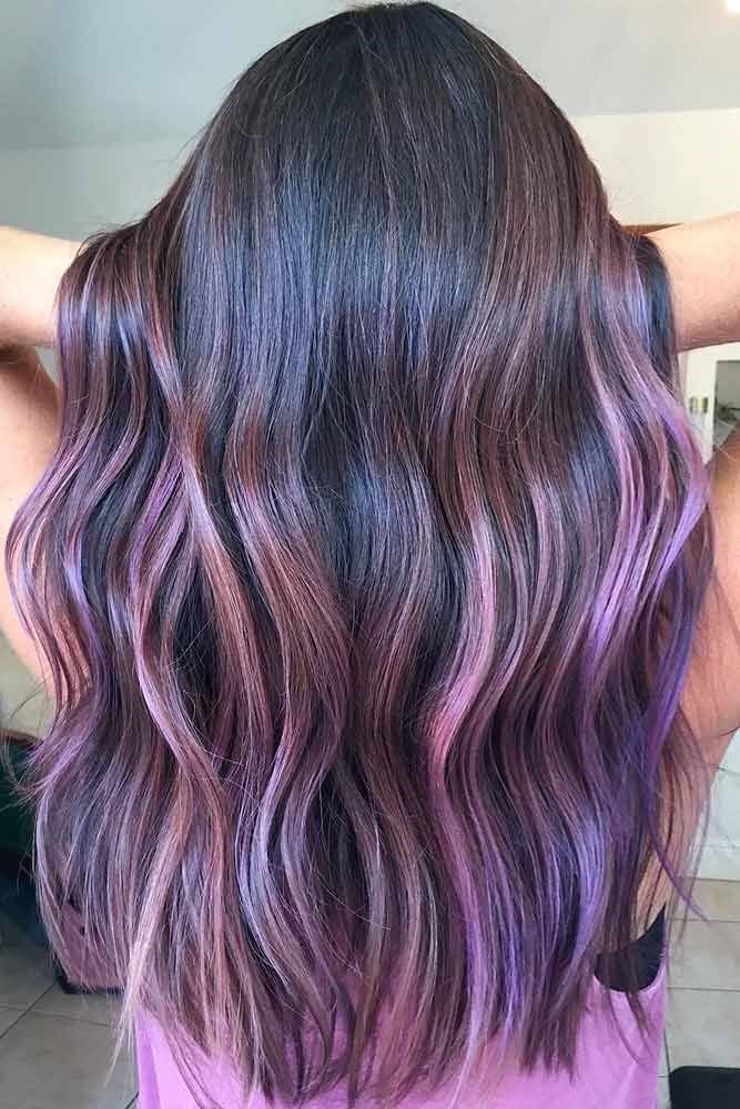 фиолетовое омбре на русые волосы